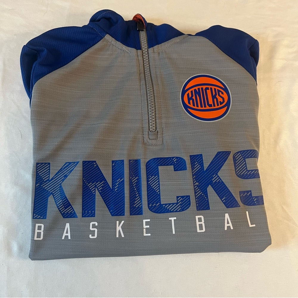 NBA New York Knicks Youth 10/12 Quarter Zip Pullover Jacket Basketball Blue Gray